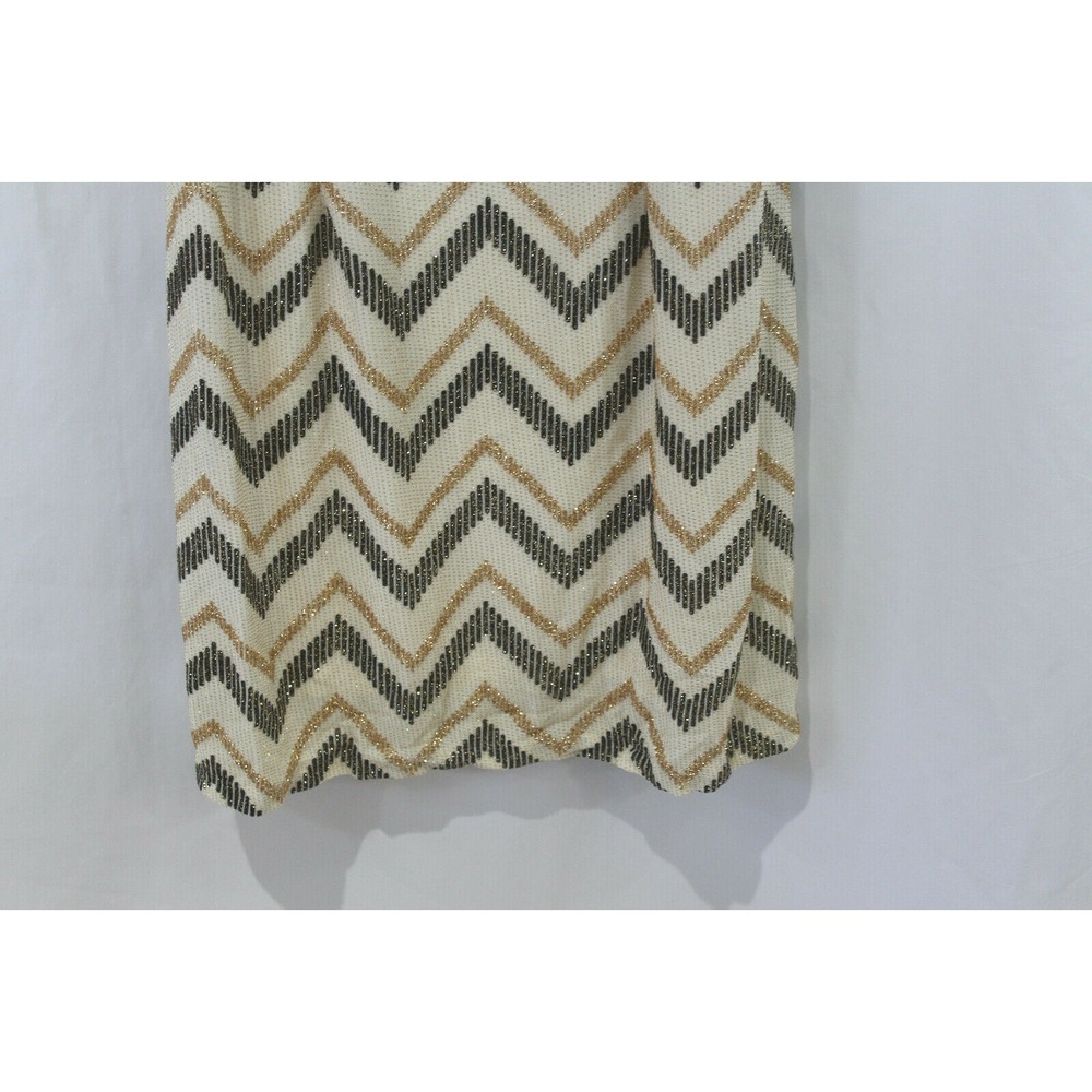 NWT Scarlett Gold Sparkly Chevron Stripe Sleeveless Dress 10 Petite - Picture 3 of 5